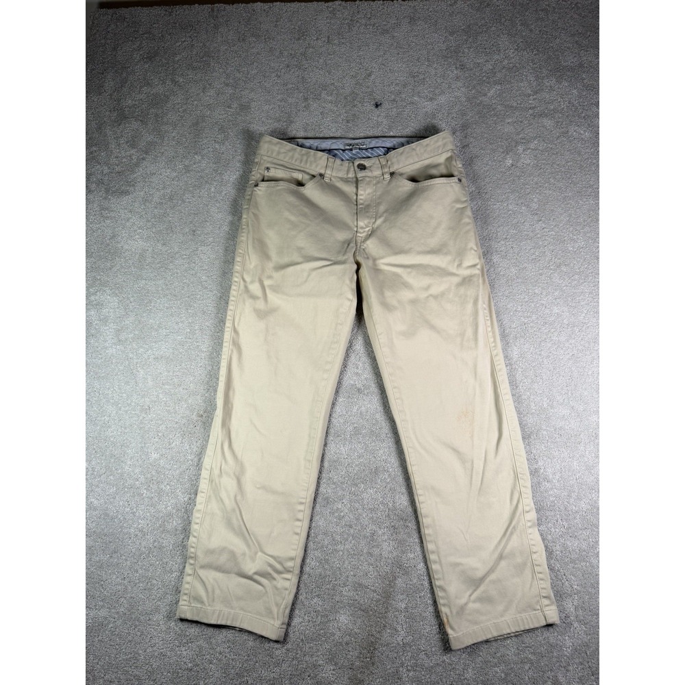 Peter Millar Raleigh Performance Trouser 5 Pocket Pants Mens 32x27 Tan *flaw